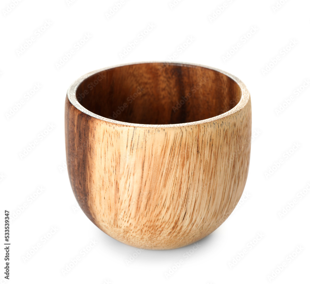 Wooden bowl isolated on white background