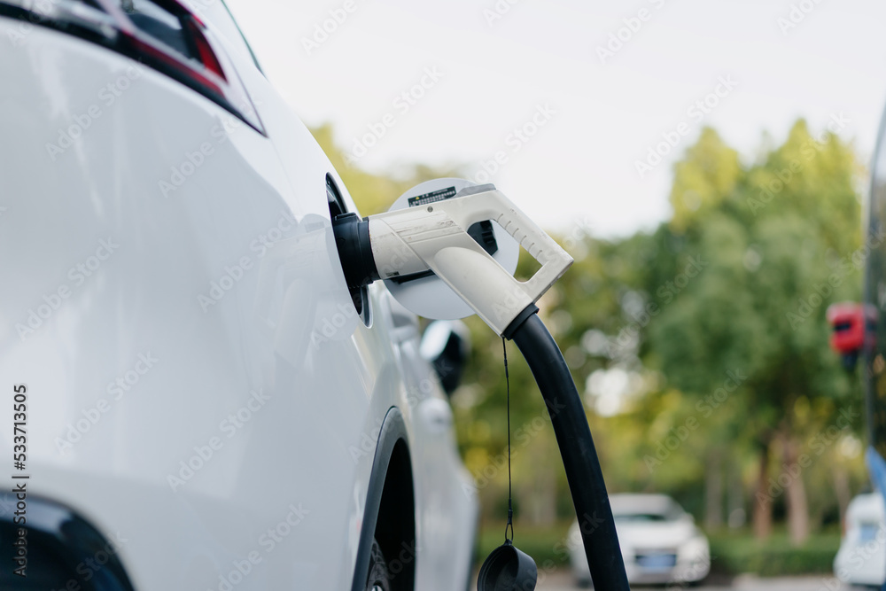 electric car charging in the station