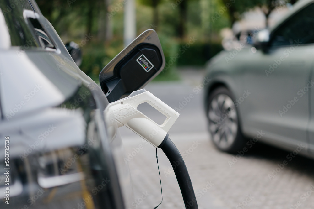 electric car charging in the station