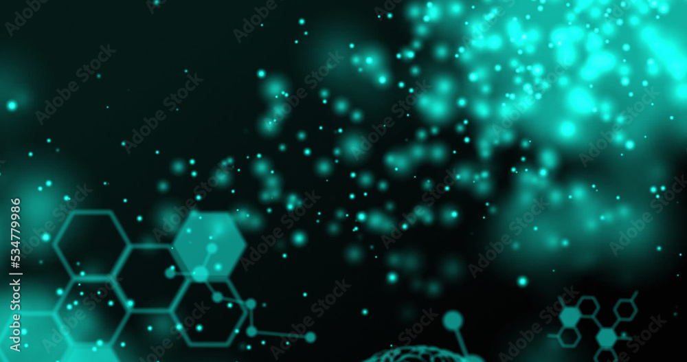 深绿色背景下的绿色发光和绿色化学结构图像