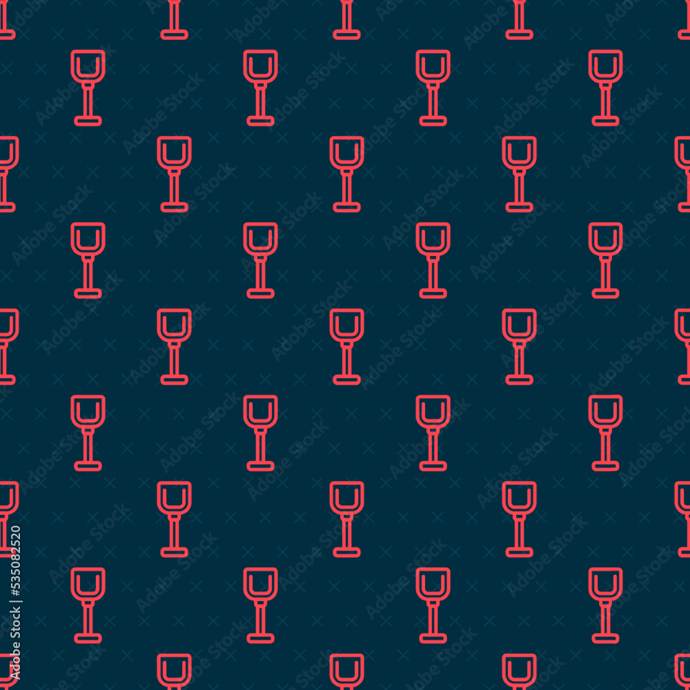 Red line Shovel toy icon isolated seamless pattern on black background. Vector