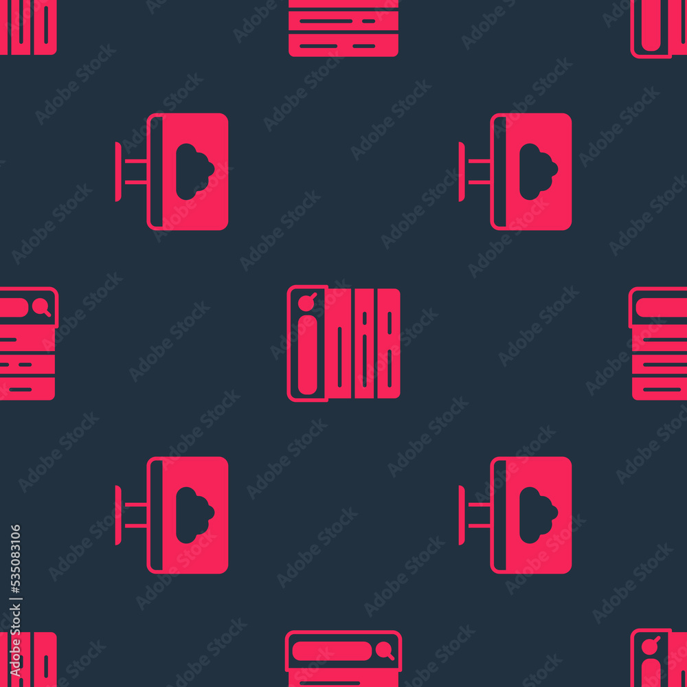 Set Cloud technology data transfer and Search engine on seamless pattern. Vector