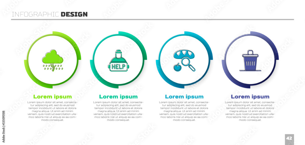 用雨水设置云层，帮助无家可归者，寻找食物和垃圾桶。商业信息图模板。