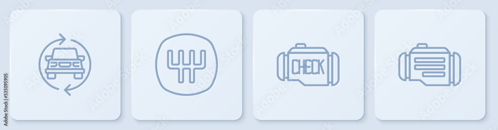 设置线路车辆服务，检查发动机、换档器和白色方形按钮。矢量