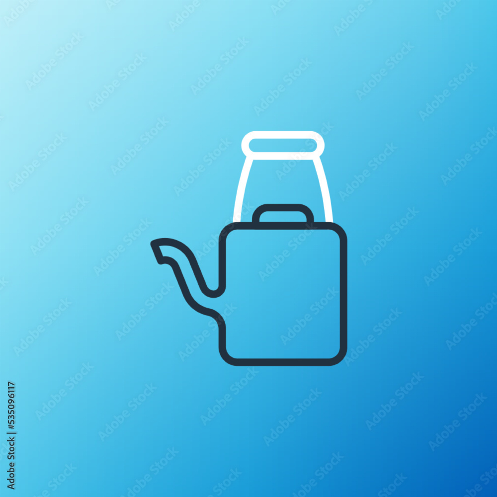 Line Watering can icon isolated on blue background.灌溉符号。彩色轮廓概念。Vec