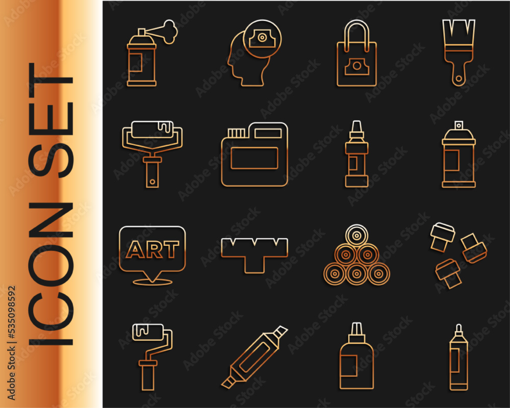 Set line Marker pen, attachment, Paint spray can, Spray nozzle cap, Paint, gouache, jar, dye, roller