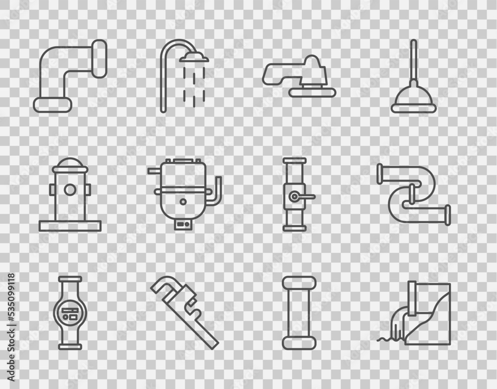 设置线路水表，废水，水龙头，管道活动扳手，工业金属管道，电沸腾