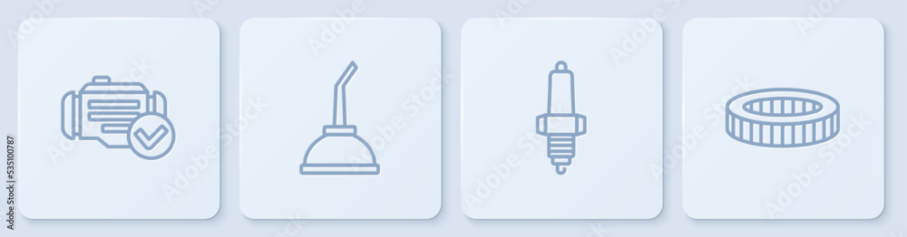 设置线路检查发动机、汽车火花塞、电机机油和空气滤清器罐。白色方块b