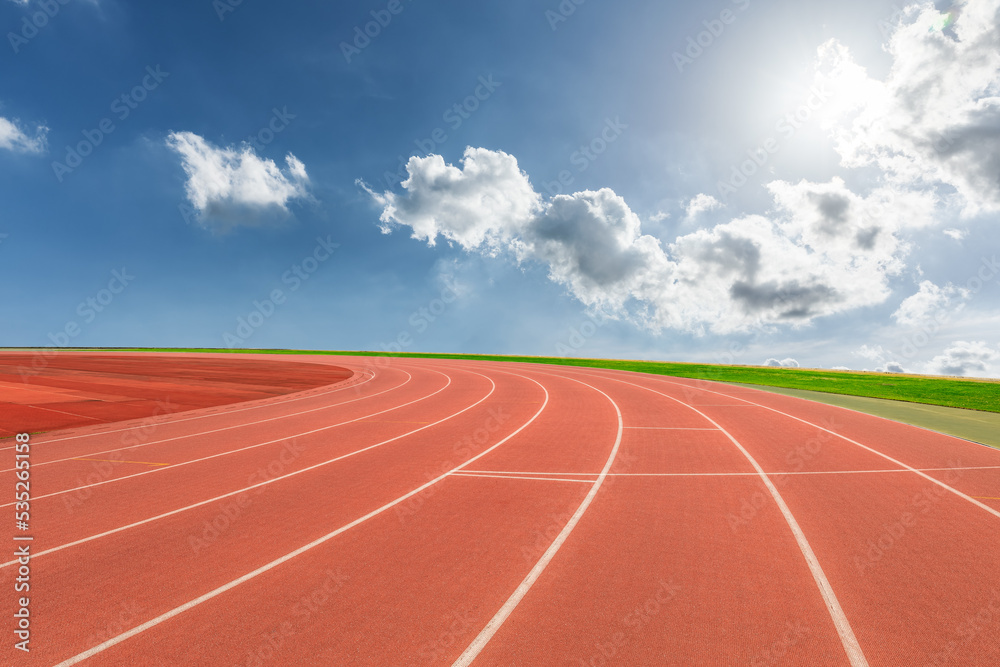 Stadium runway and sky cloud background