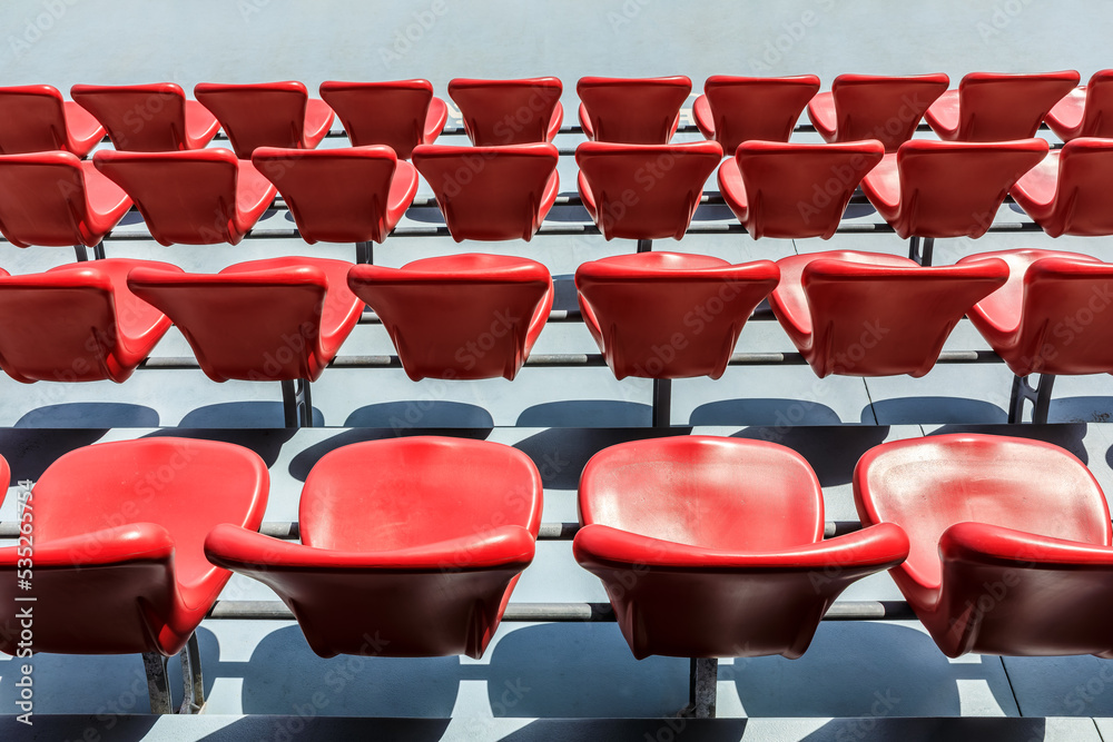 Red seats in the stadium