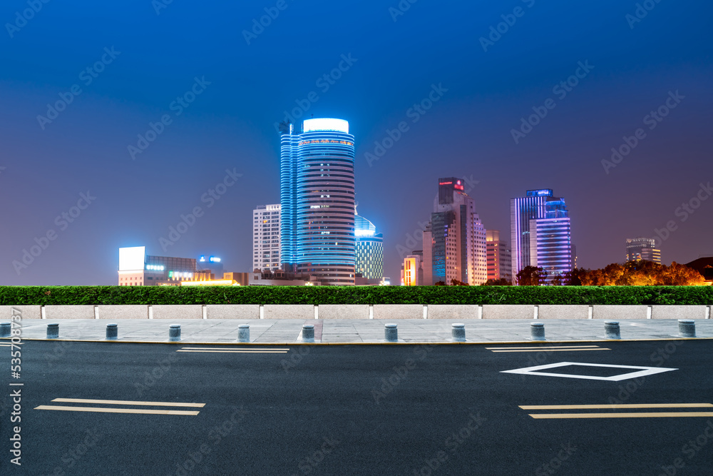 Road and modern city buildings landscape skyline