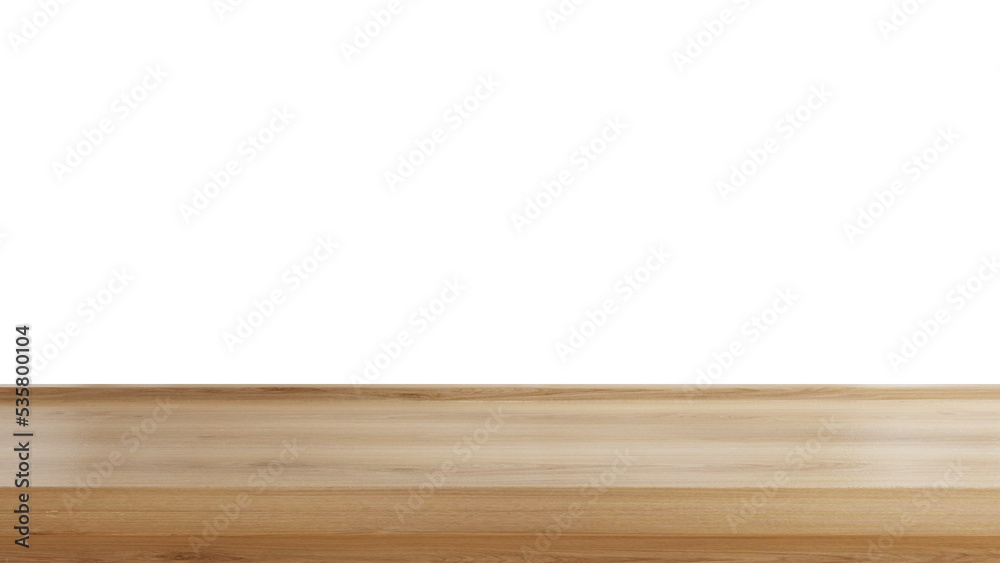 Wooden board table isolated on transparent background.