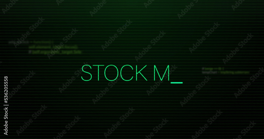 Image of stock market text over data processing