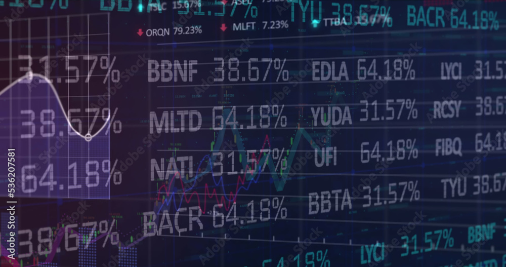 蓝色背景下统计和股市数据处理的数字图像