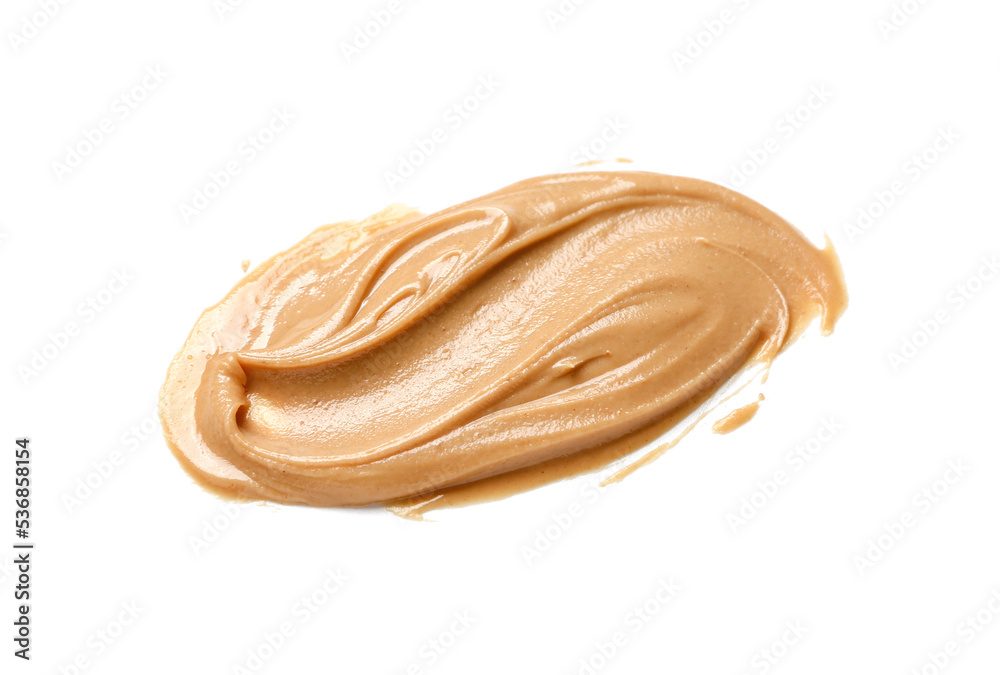 Stroke of nut butter on white background