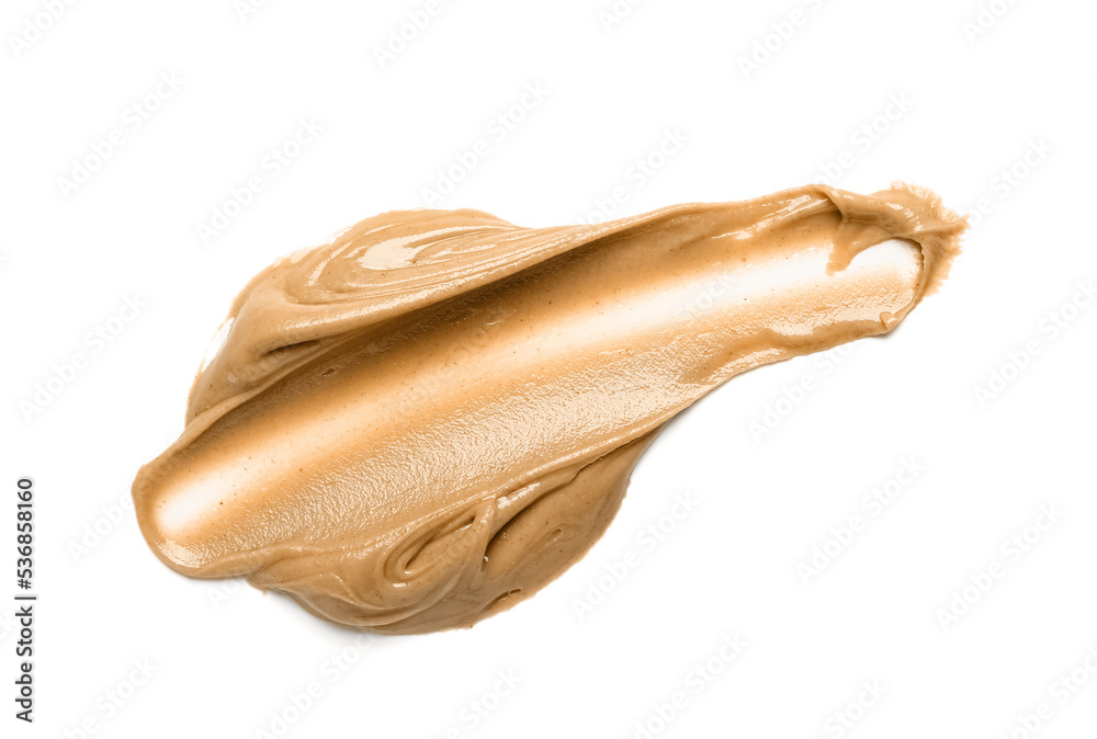 Stroke of nut butter on white background