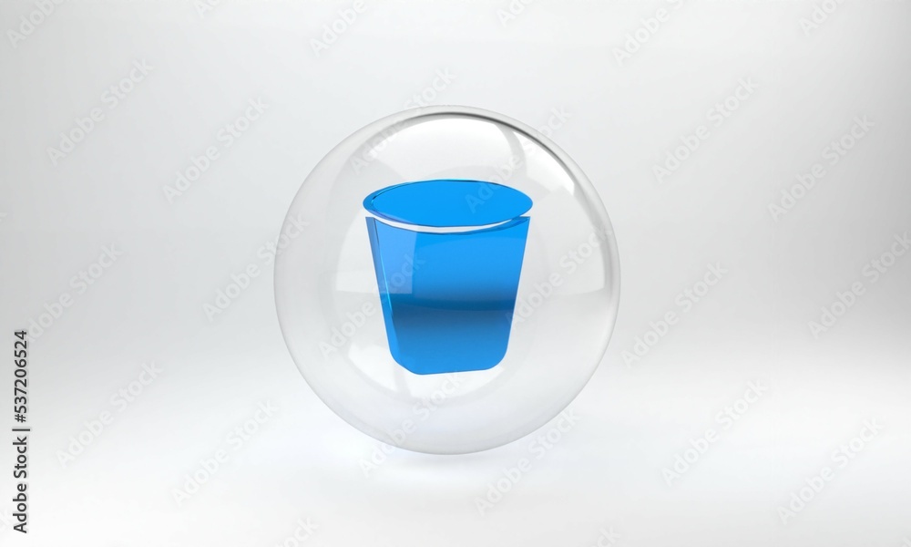 Blue Trash can icon isolated on grey background. Garbage bin sign. Recycle basket icon. Office trash