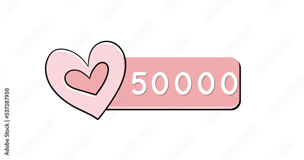 Image of 50000 likes over white background