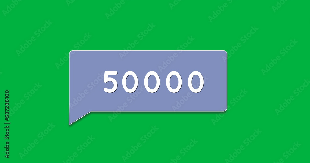 Image of 50 000 notifications on green background