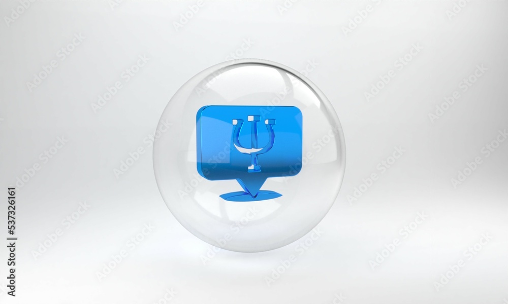 Blue Psychology icon isolated on grey background. Psi symbol. Mental health concept, psychoanalysis 