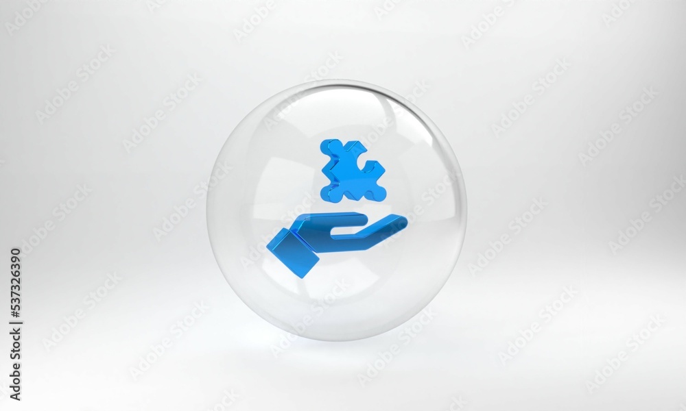 Blue Solution to the problem in psychology icon isolated on grey background. Puzzle. Therapy for men