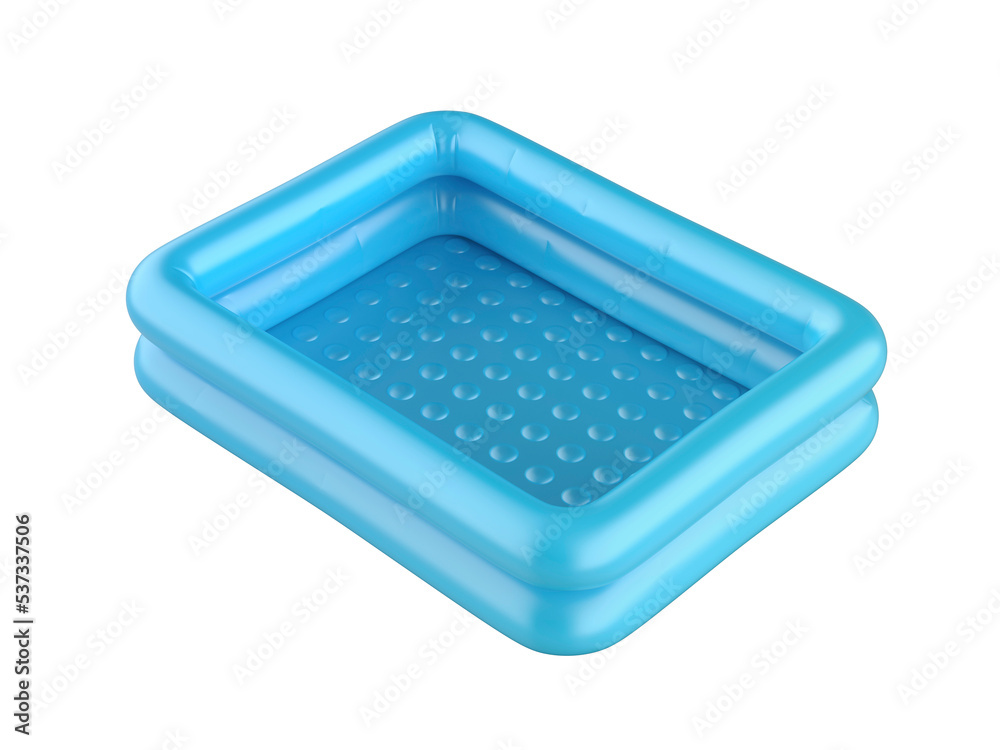 Empty inflatable pool on transparent background