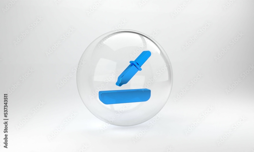 Blue Pipette icon isolated on grey background. Element of medical, cosmetic, chemistry lab equipment