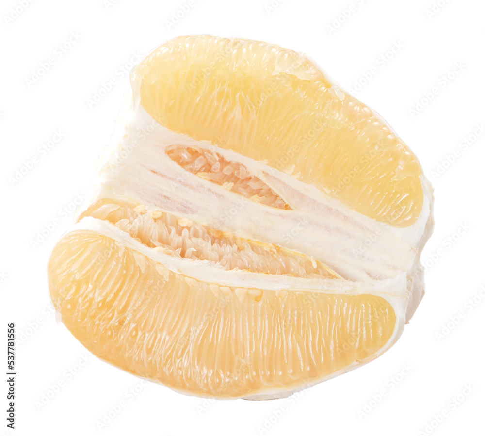 Fresh pomelo isolated on white table background.