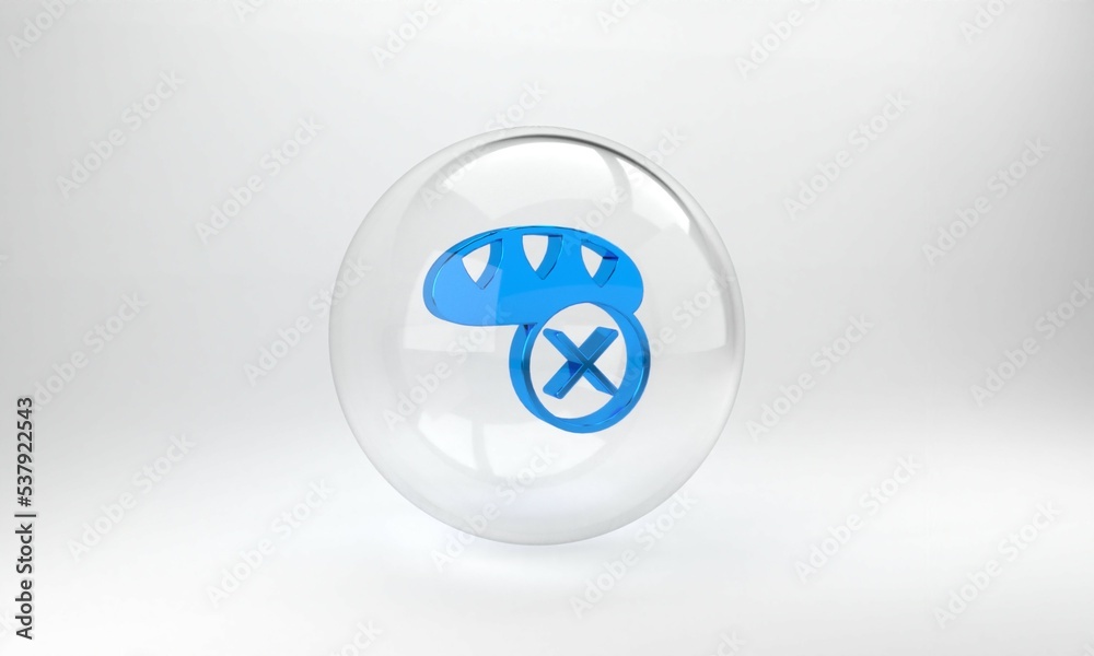 Blue Donation food icon isolated on grey background. Glass circle button. 3D render illustration