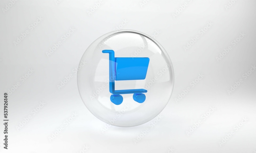 Blue Shopping cart icon isolated on grey background. Online buying concept. Delivery service sign. S