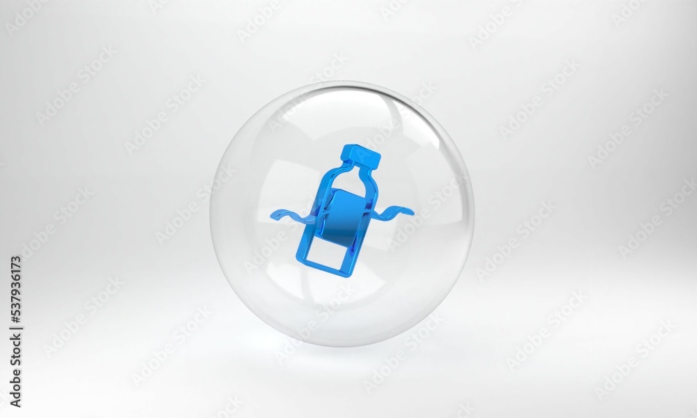 Blue The problem of pollution of the ocean icon isolated on grey background. The garbage, plastic, b