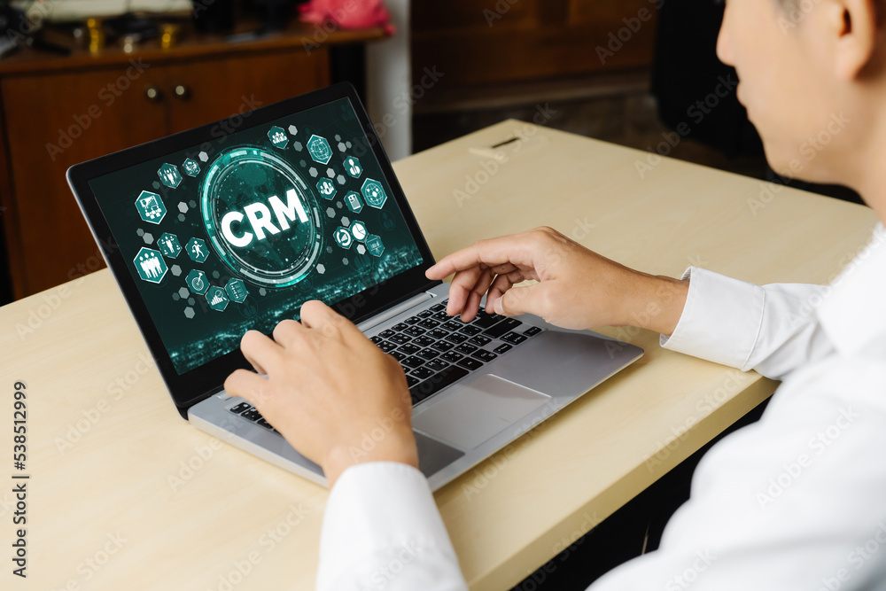 Customer relationship management system on modish computer for CRM business and enterprise