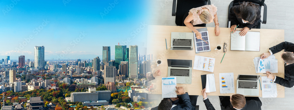 Business people group meeting shot from top widen view in office . Profession businesswomen, busines