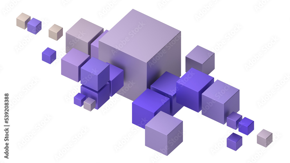 Purple cubes, 3d render