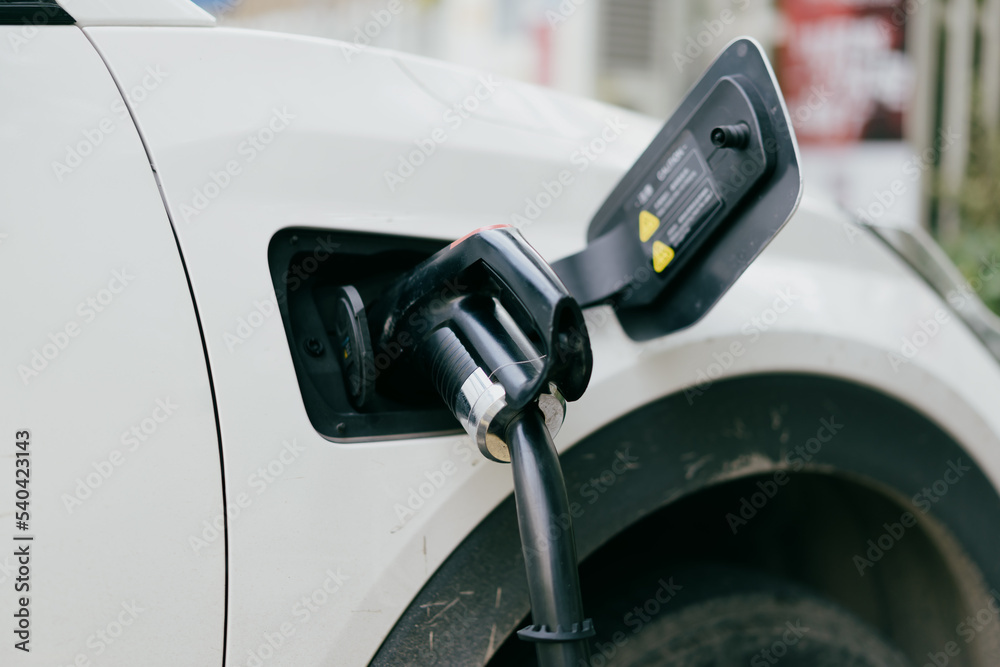 electric car charging in the station