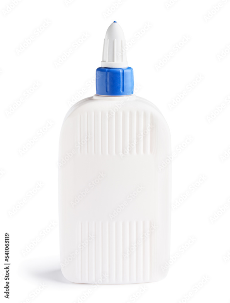 Bottle with glue on white background