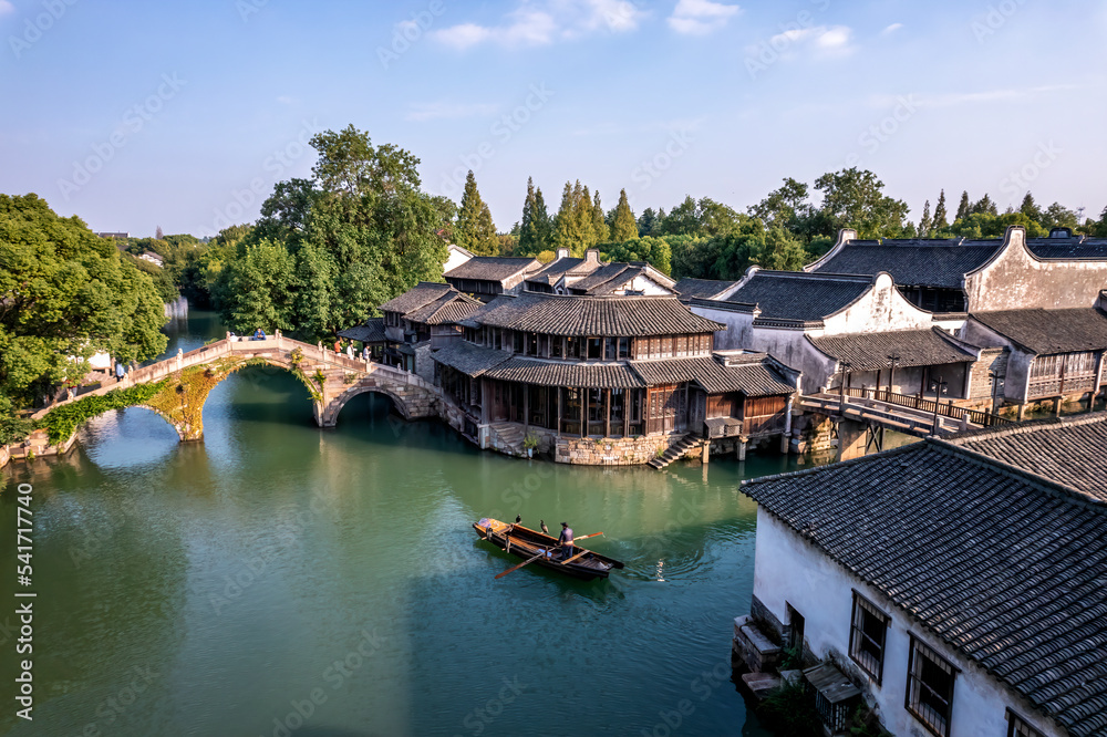 中国乌镇风光航拍特写