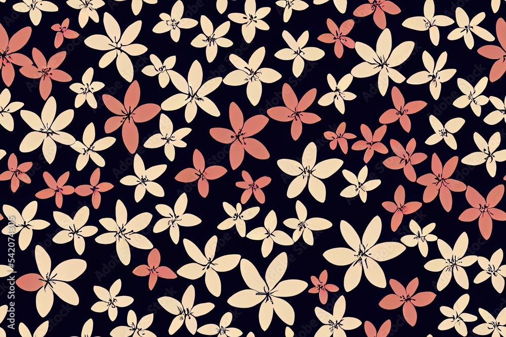 seamless floral pattern on handwriting text background