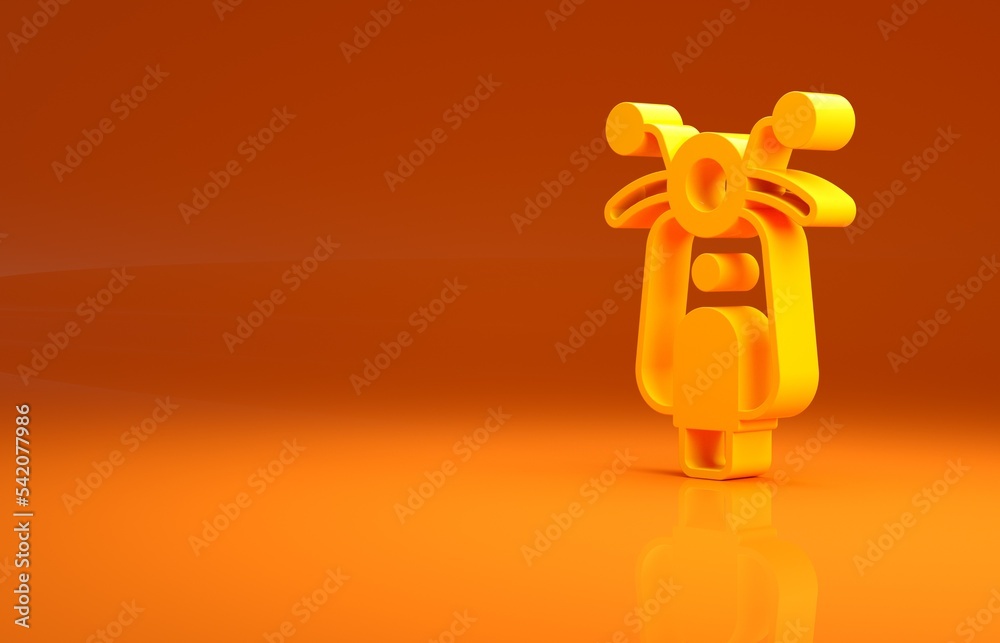 Yellow Scooter icon isolated on orange background. Minimalism concept. 3d illustration 3D render