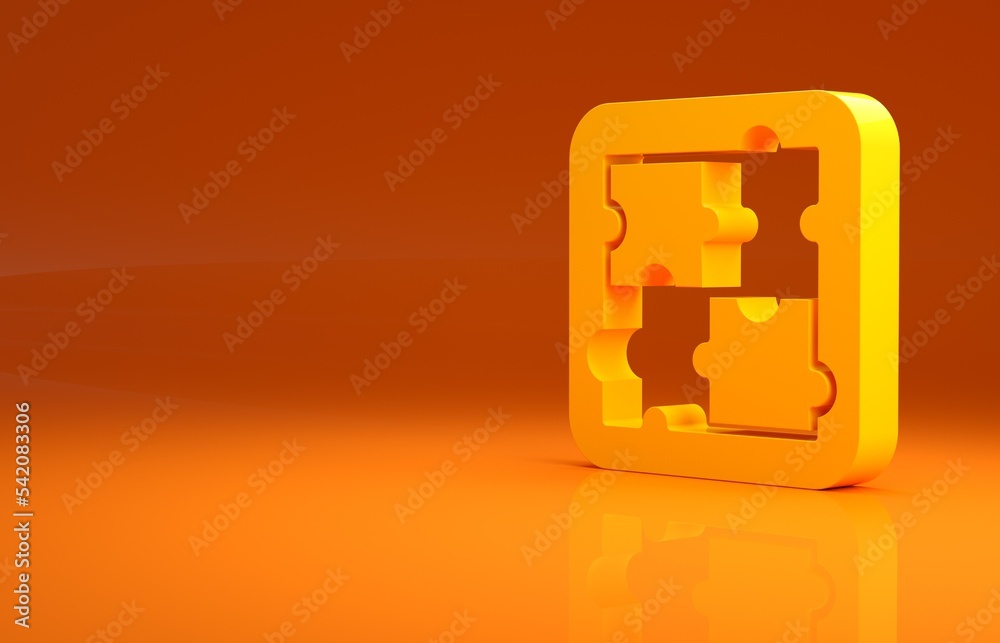 Yellow Solution to the problem in psychology icon isolated on orange background. Puzzle. Therapy for