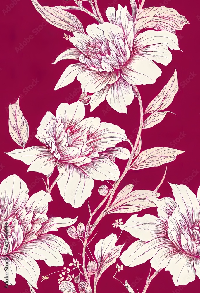 Vintage 2d illustrated floral pattern design