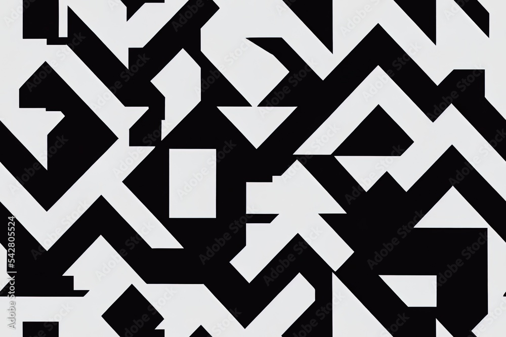 black and white Scandinavian pattern with gray elements, abstract chaotic stripes