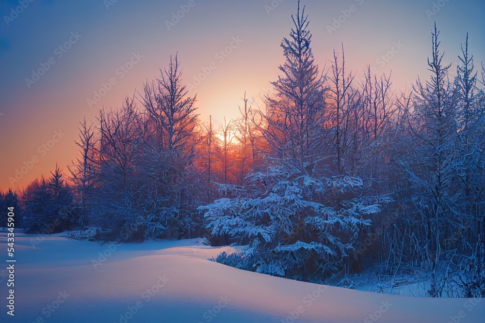 霜冻的云杉树枝。户外霜冻场景。雪冬背景。自然森林光景观。B