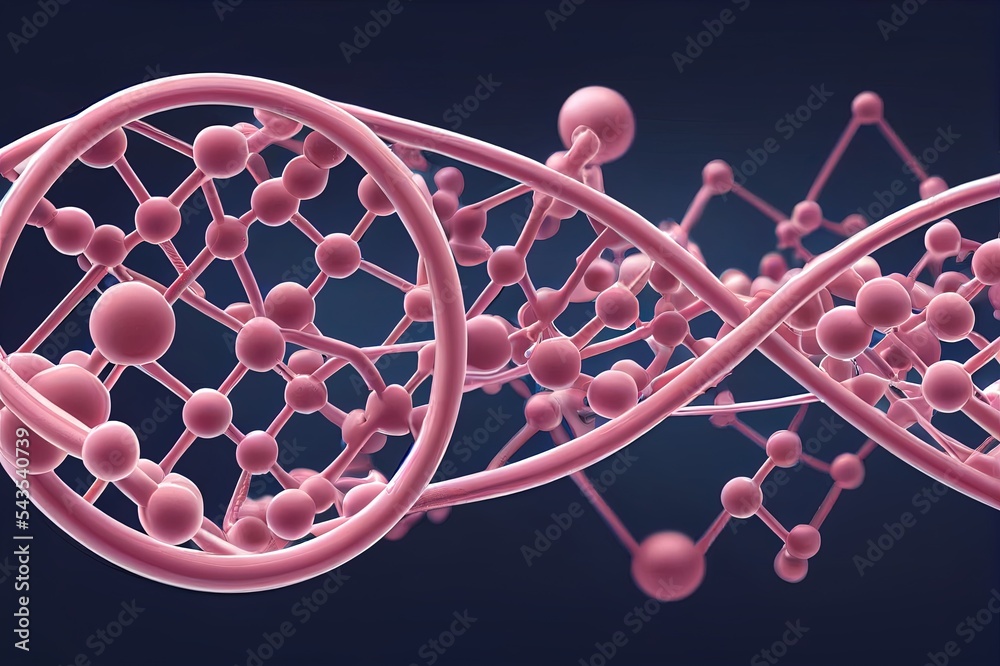 真实的分子和DNA背景。奶油分子的科学插图。透明质酸