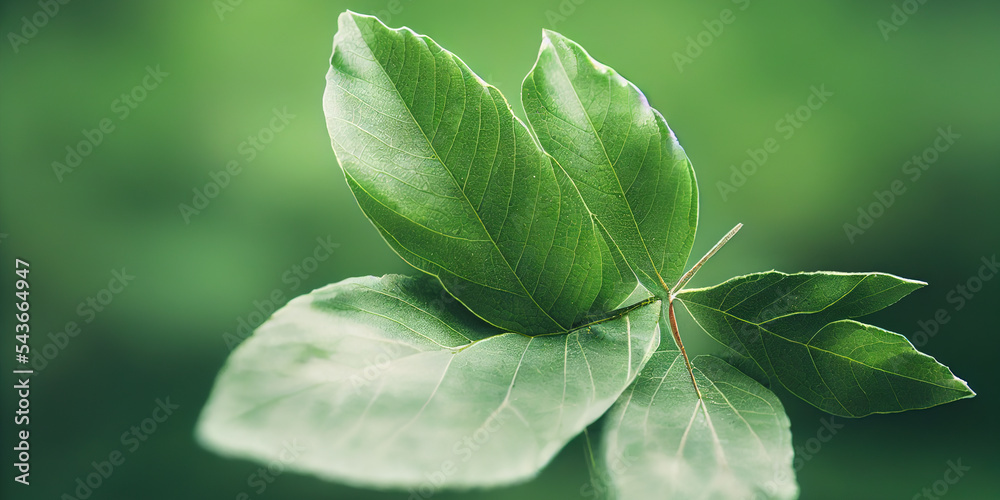 绿叶背景特写。自然树叶抽象的叶子纹理，用于显示概念