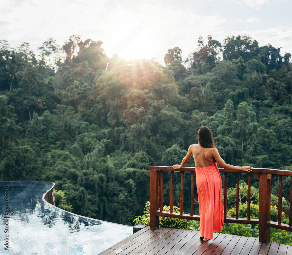 Relaxed woman looking at beautiful view