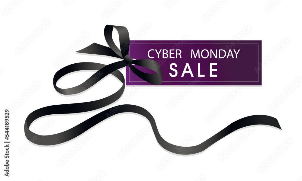 白底彩带和标签，带文字CYBER MONDAY SALE