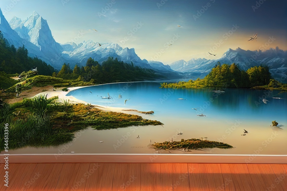 3d illustration wall murals of majestic natural scenery