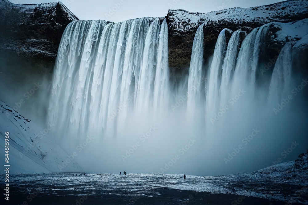 Skogafoss，冰岛冬季美丽的瀑布