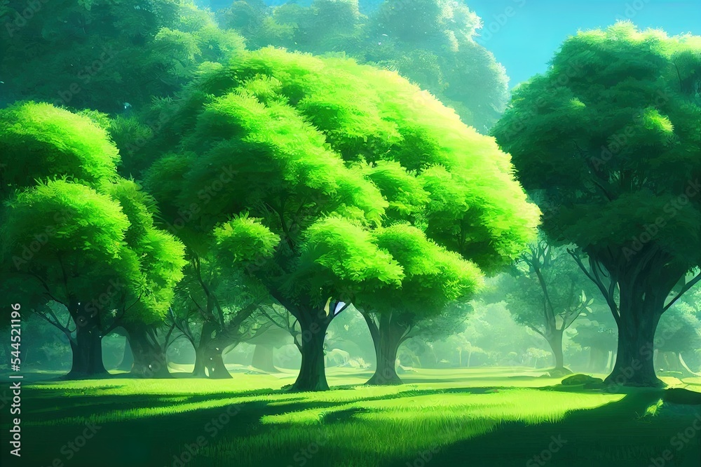 beautiful cartoon nature with tree